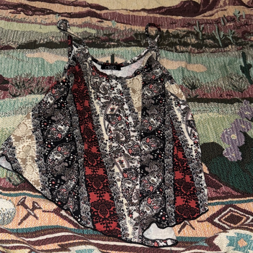 Cato Red and Black Patterned Camisole